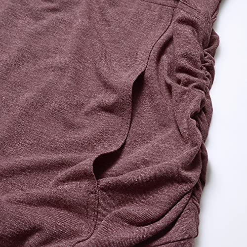 Ginkana Maternity Pullover Shirt Maternity Zipper Shirts Lapel Long Sleeve Casual Lightweight Pregnancy Tops With Pockets,Burgundy,M #TOP6