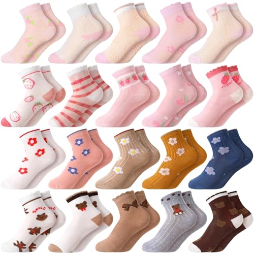Chaussettes en coton fille Bencailor anti-glissement à volants pour enfants