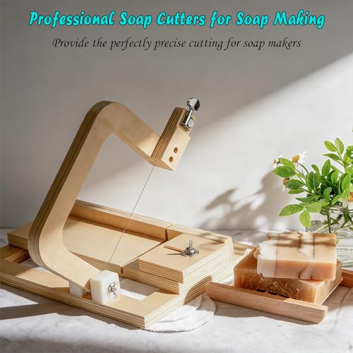 Image of Adjustable Wire Soap Cutter, Professional Soap Cutting Tool, Wooden Soap Making Supplies with Replaced Stainless Steel Wires for Handmade