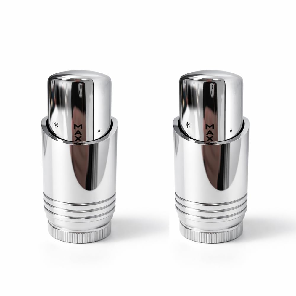 Lavatherm 2 Pack – Thermostatic Radiator Valve Trv Head M30 X 1.5 Chrome – Replacement Radiator Thermostat Head For Temperature Control Heating Valve - 2 Pk