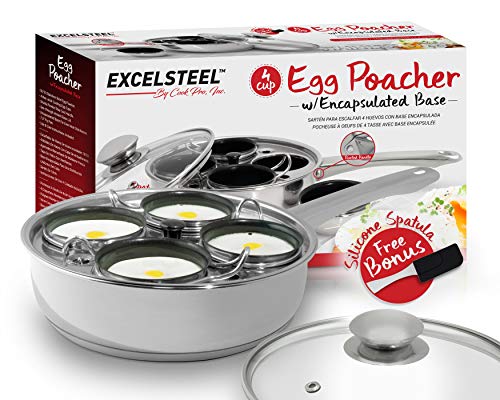 Comparison: Best Egg Poacher Pan 3 EXCELSTEEL Non Stick Easy Use Rust Resistant Home Kitchen Breakfast Brunch Induction Cooktop Egg Poacher, 4 Cups, 18/10 Stainless Steel