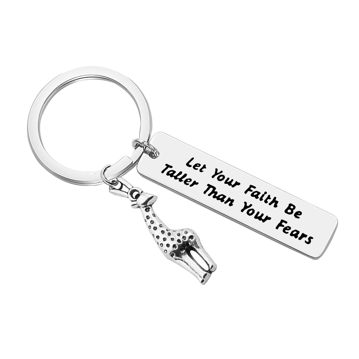 Dabihu Giraffe Gift Key Chain Let Your Faith Be Taller Than Your Fears Spiritual Themed Keychain Gifts for Religious, Inspirational Gift Keyring