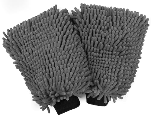 HOMEXCEL 2PK Chenille Microfiber Car Wash Mitt