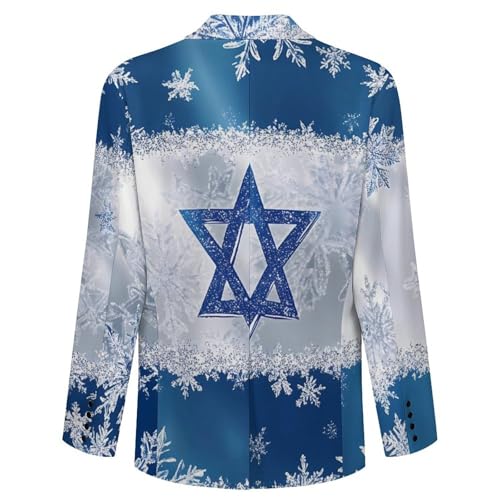 Snowflake Israel Flag Classic Suits Blazer for Men Business Tuxedo Jacket Sport Coat Two Buttons4