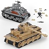 NEWABWN 2-in-1 Army Tank Toy Building Set, Includes German Tiger and American Sherman Models, Compatible with Lego Army Sets, Military Building Blocks Set for Kids 8-14 (1184 Pieces)