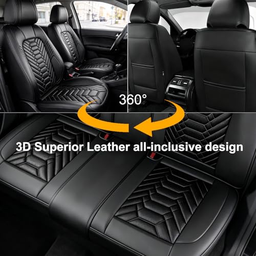 Foneso 2 Front Seat Covers, Waterproof Nappa Leather Truck Seat Protectors, Custom Fit for Chevy Silverado GMC Sierra 1500 2500HD 3500HD 2007-2026, Trail Boss Z71 Crew Extended Cab Pickup — view 6
