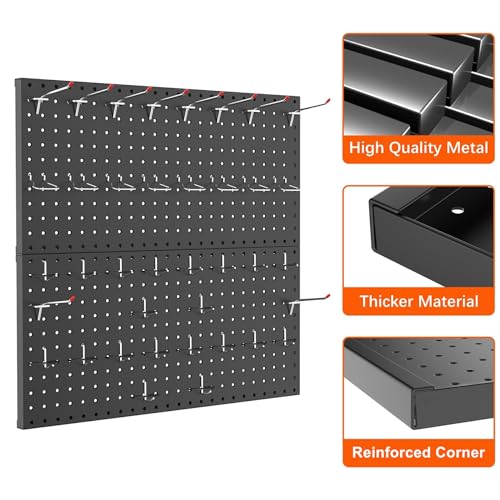 TORACK Metal Pegboard Wall Organizer 24 X 24 Or 12 X 48