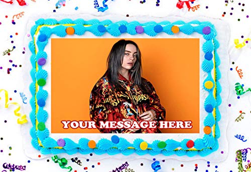 Billie Eilish Cake Topper Edible Image Personalized Cupcakes Frosting Sugar Sheet (8" Round Cake Topper)