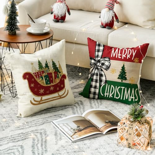Housses de coussin de Noël au design raffiné d'eucalyptus et flocon - 5