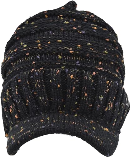 Image of C.C Trendy Warm Oversized Chunky Soft Oversized Ribbed Slouchy Knit Hat with Visor Brim