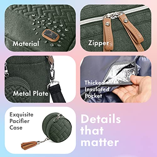 Dikaslon Diaper Bag Tote, Large Travel Diaper Tote For Mom And Dad, Multifunction Baby Tote Bag For Boys And Girls With Pacifier Case And Changing Pad,Olive Green #TOP2