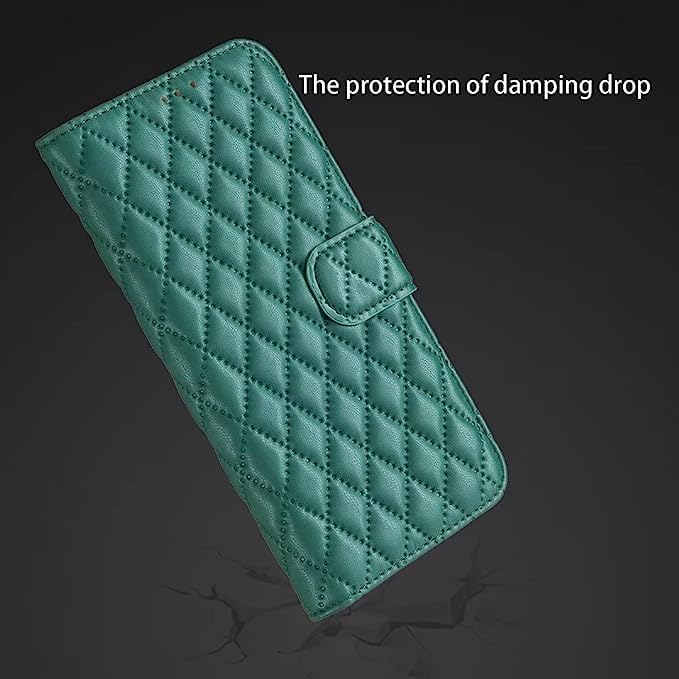 Image of ClickCase for Redmi Note 15 Pro 5G Puffer Bubbly Soft Faux Leather Back Case Magnetic Wallet Flip Cover for Redmi Note 15 Pro 5G (Bottle Green)