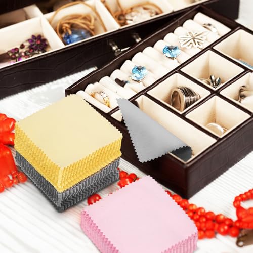 Paño para limpiar joyas eficaz contra la opacidad bayeta de doble felpa portátil de 8x8 cm 6