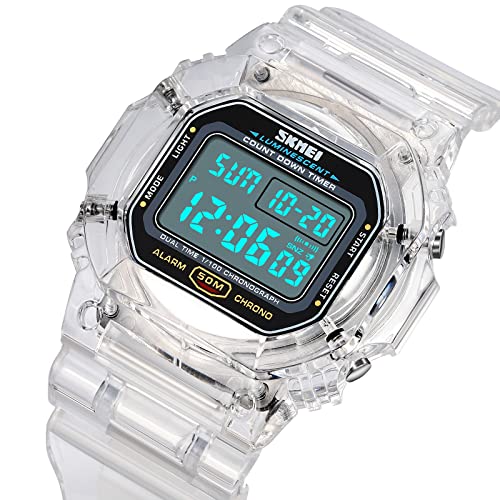RNONDRY Womens Mens Digital Watch, Clear Waterproof Watches for Men, Women's Digital Watch for Boys Girls Wrist Watch with Date Alarm & Countdown4