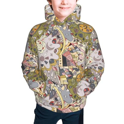 Ethnic Colorful Doodle Kid Hoodies Boys Sweatshirts Girls Pullover with Pocket3