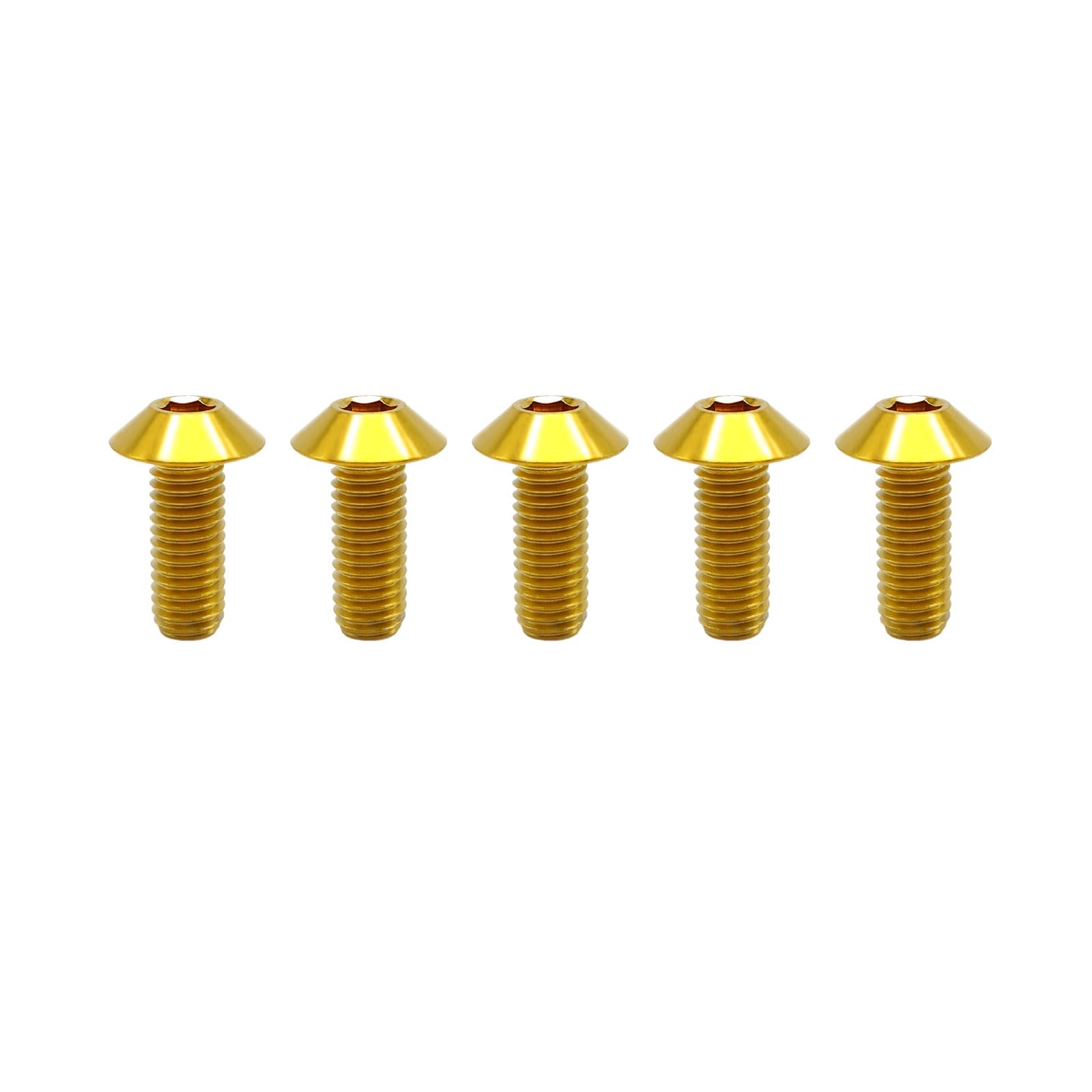 RISON Titanium Bolts M6x1.0x18mm Button Umbrella Socket Head Bolt Titanium Umbrella Screw Gold Titanium Dome Head Bolt for Bicycle Motorcycle Pack of 5