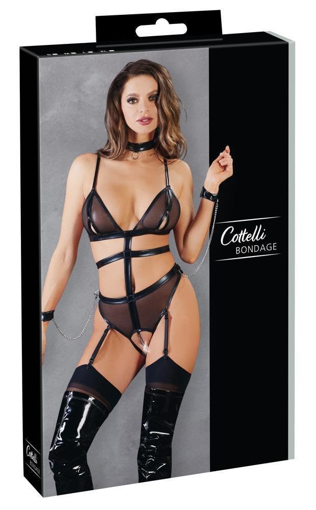 Cottelli Women's Black (Nero 001) Collection Sexy Lingerie For Body With Handcuffs And Collar, Small