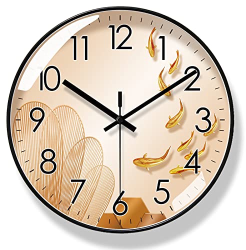 FUlnes Silent Wall Clock,Wall Clocks Battery Operated,Fashion,Stylish and Easy to Read for Any Kind of Home Decor,Black,10inch