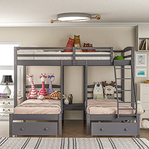 Flieks Triple Bunk Bed Full Over 2 Twin Bunk Bed