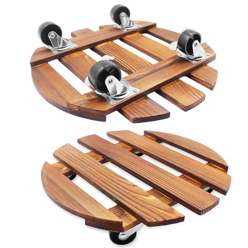 Druuzyl 2 Soportes para Plantas con Ruedas con Ruedas 30cm Base para Plantas con Ruedas Bloqueables Capacidad de Carga 120 Kg Base Móvil para Macetas Pesadas para Plantas Grandes de Interior/Exterior