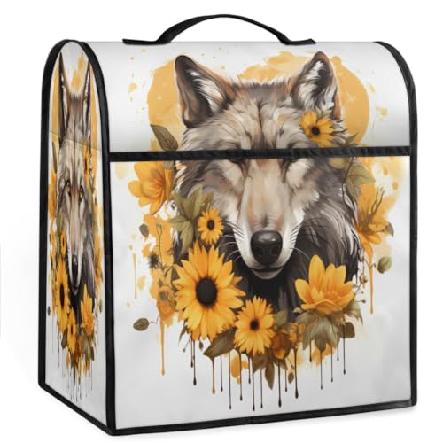 Coffee Maker Cover Watercolor Sunflower Wolf Kitchen Appliance Covers Small Appliance Covers Blender Cover Juicer Cover Dust Covers for Kitchen Appliances with Top Handle and Pockets,Washable,C799
