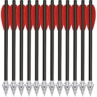 PMSM 6,3\ Carbon Armbrust Bolzen Pfeile mit Jagdspitze für 50 lb / 80lb Pistole Armbrust Präzisionsziel Carbon Armbrustbolzen Armbrustpfeile Pistolenarmbrust Bolzen (12stk red)