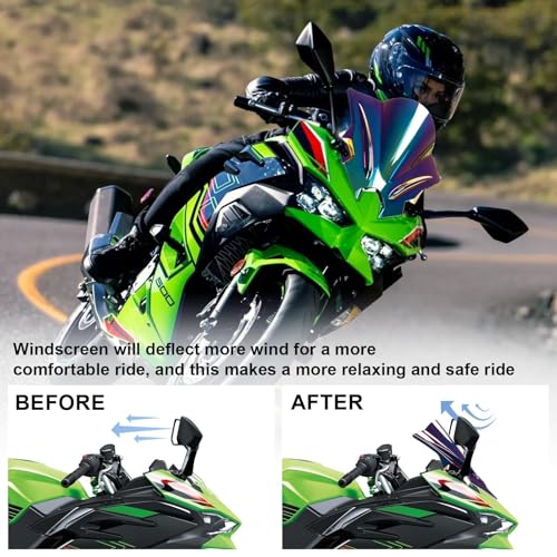 Image of Windshield for NINJA500 SE 2024 2025 2026, PSLER Windscreen Double Bubble Wind Deflector Protector Fairing for NINJA500 SE Ninja 500 2024 2025 2026 (Iridium)