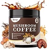 Baszy Mushroom Coffee- Blend with 10-in-1 Mushroom Power, Arabica Instant Coffee with Lion's Mane, Reishi, Chaga, Cordyceps, and Turkey Tail for Focus, Energy, Digestion and Immunity - 8oz