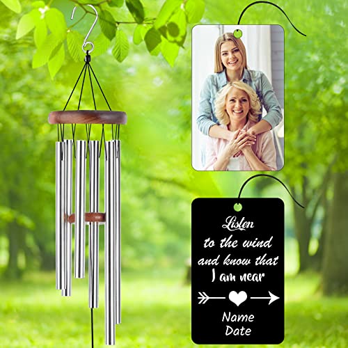 Image of Personalized Custom Wind Chimes Memorial Gift for Loss of Loved One Mother Dad Mom Dog Pets Customized Outdoor Sympathy Wind Chimes with Photo Text
