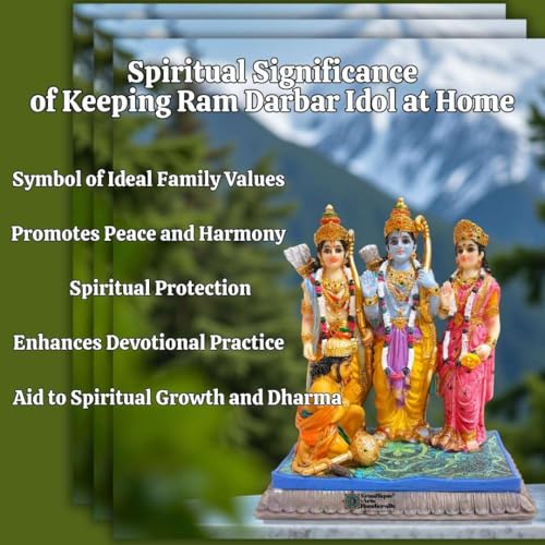 Image of Ram Darbar Idol Statue | Handcrafted Marble Finish Sita Ram Family Murti for Home Temple, Mandir, Pooja, Vastu, Diwali, Housewarming Gift (18 CM)
