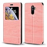 Elephone U Pro Case, Wood Grain Leather Case with Card Holder and Window, Magnetic Flip Cover for...