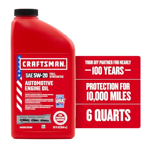 CRAFTSMAN 5W-20 Full Synthetic Automotive Engine Oil – 6 Quarts (CMXOKLT201196-6)