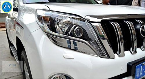 用トヨタランドクルーザープラドfj150 14 15 セット 日本未発売 16クロームフロントヘッドライトランプまぶたカバートリム2ピース