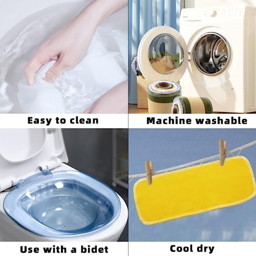 Miniatura 2 de Simnice Paño de papel higiénico reutilizable, paquete de 60 toallas de bidé, rollos reutilizables, toallitas de papel higiénico lavables, toallas de