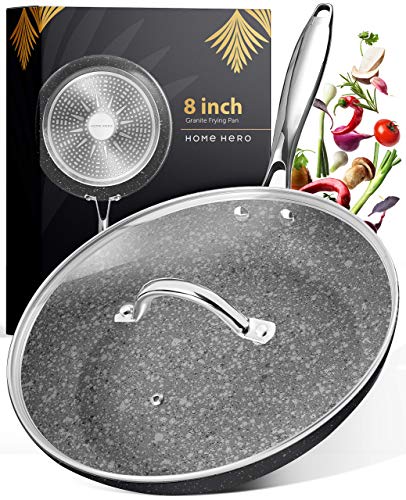 Granite Frying Pan with Lid - Nonstick Frying Pan Frying Pans Nonstick Skillets Nonstick with Lids Nonstick Pan with Lid Pan Granite Pan Skillet Nonstick Skillet 8 Inch Granite Pans for Cooking