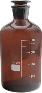 Grinding Mouth Reagent Bottle Sample Container with Stopper Amber Sample Bottles for Chemical Lab Liquid Solid Storage Graduated Agent Bottles 1000ml