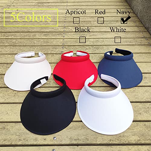 Sun Visor Hat Women Big Wide Brim Large Head Clip On Adjustable Sport Outdoor Sport Football Golf Beach Tennis Travel Comfortable Breathable Cap,60~65Cm (Black) #TOP3