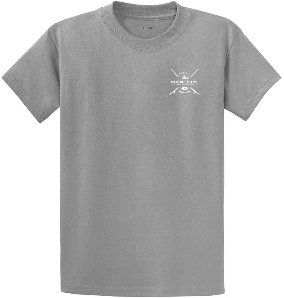 Joe's USA - Men's Koloa Surf, Cross Boards Logo, Heavy Cotton T-Shirt (Large-Medium Grey - White Logo)