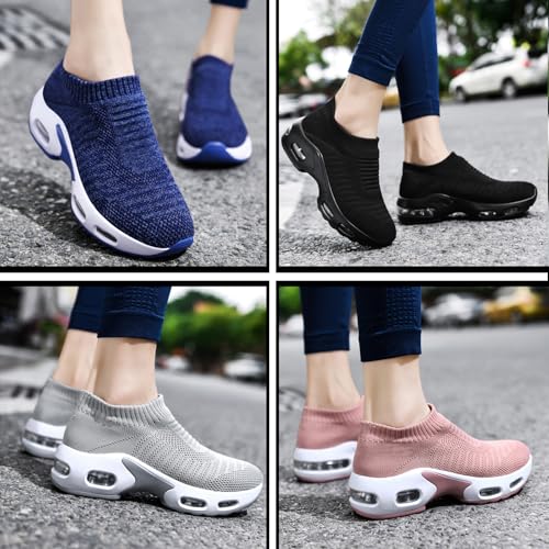 Women's Knit Orthopedic Sock Sneakers Lightweight Breathe Mesh Slip-On Air Cushion Sole Daily Nursing Work Walking Shoes2