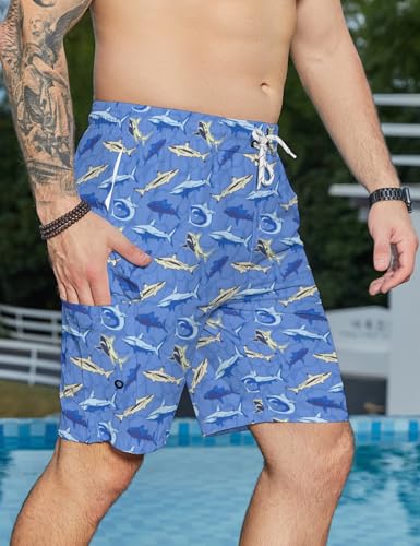 Men's Swim Trunks 2 in 1 Swimming Trunks for Men Stretch 9" Inseam Summer Beach Sports Shorts4