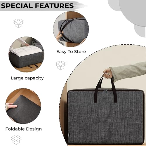 Image of Kraptick Cloth Organiser for Storage, Storage Bag for Clothes, Under Bed Storage Bag, Wardrobe Bags for Clothes Storage, Organiser Box for Cloth (Dark Grey) (50cmX35cmX20cm)