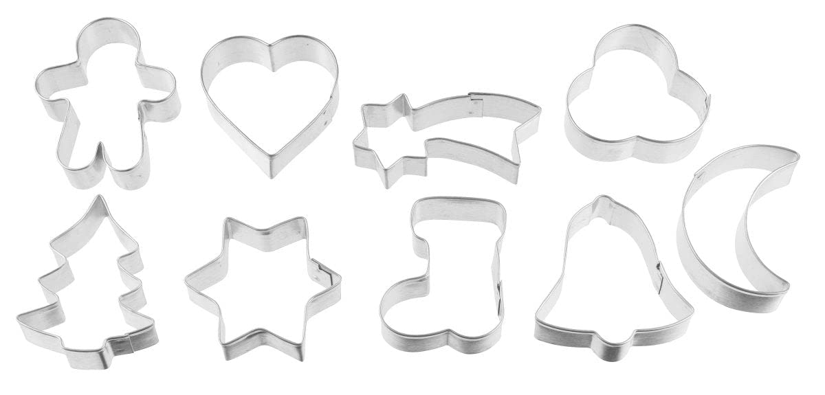 Zenker 10er Ausstecher-Set Mit Weihnachtsmotiven – Silber, Für Kekse & Plätzchen, Made In Germany