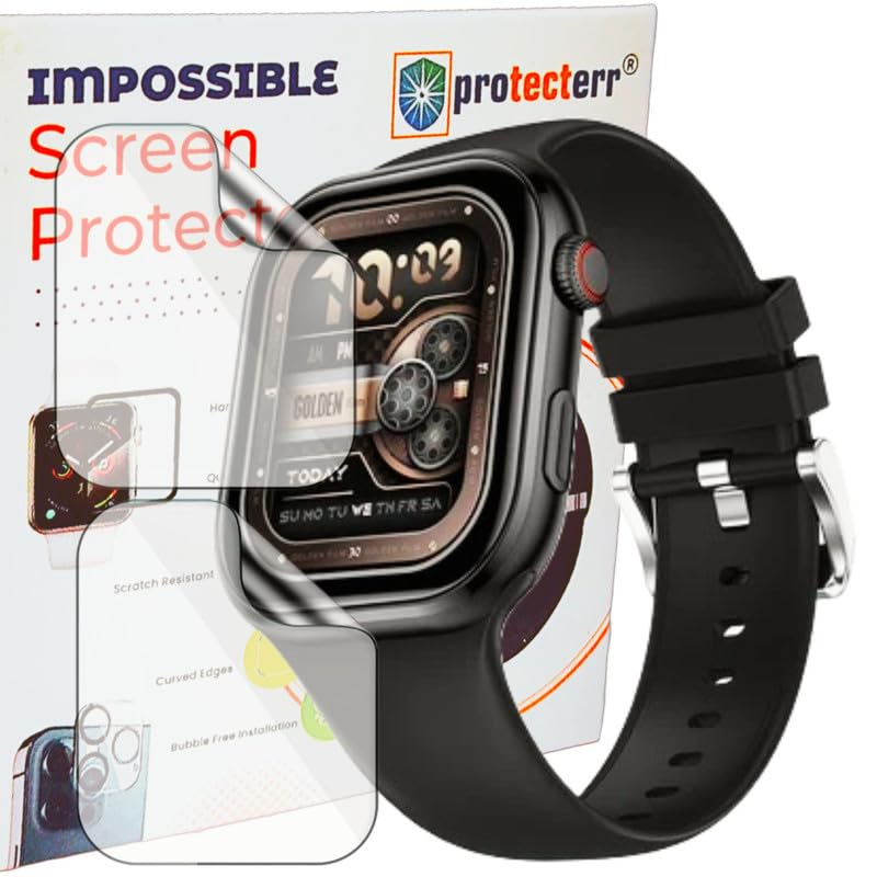 PROTECTERR® 2-Pack Screen Guard for Fire-Boltt Brillia 2.02" inch Smartwatch Protector | Flexible, Unbreakable, Bubble-Free Installation | Not Tempered Glass |