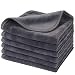 KinHwa Microfiber Face Cloths Ultra Soft Makeup Remover Cloths Chemical Free Washcloths for Face Reusable with Soft Binding 12inch x 12inch 6 Pack Gray