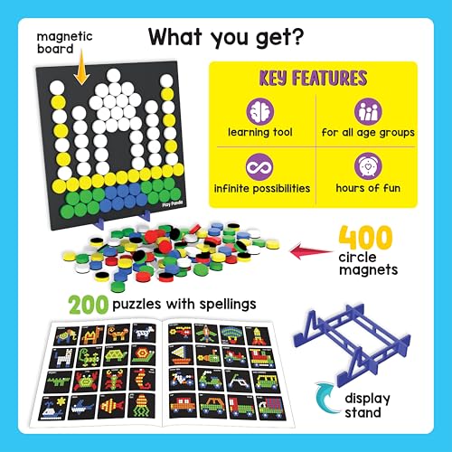 Image of PLAY PANDA Magnetic Puzzle Board with 400 Circle Shapes & Patterns for Kids