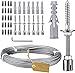 ETE ETMATE Support pour Plantes grimpantes,système Professionnel en, kit Complet en Acier Inoxydable avec Supports muraux et câble en Acier de 3 mm (8 Supports, 12m de Corde)