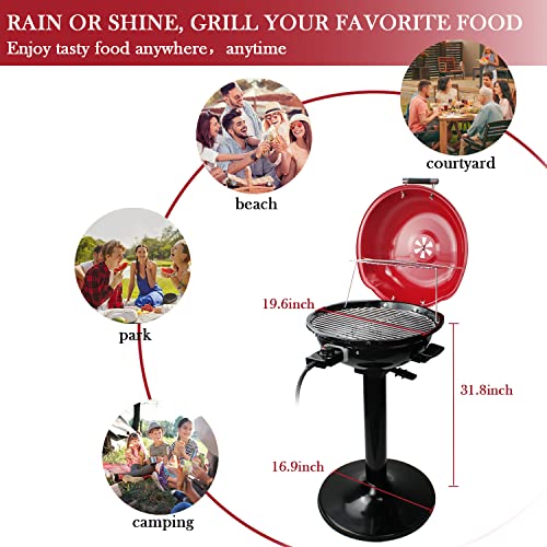 Techwood-1600W-Indoor-Outdoor-Electric-Grill-Electric-BBQ-Grill-Portable-Removable-Stand-Grill-Red Techwood 1600W Indoor Outdoor Electric Grill Electric BBQ Grill Portable Removable Stand Grill Red