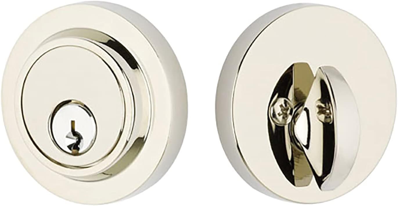 Emtek Hardware Deadbolt Single Cylinder Solid Brass Round Modern Style Deadbolt, C-Keyway, Model: 8467, Color: Polished Nickel (US14)