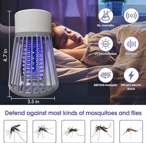 Image of Mosquito Insect Bug Zapper Trap LED Lamp, Electronic Mosquito Repeller Machine Trap Lamp-Mosquito Repeller Lamp for Home, Electric Machar Mosquito Blue Light lamp