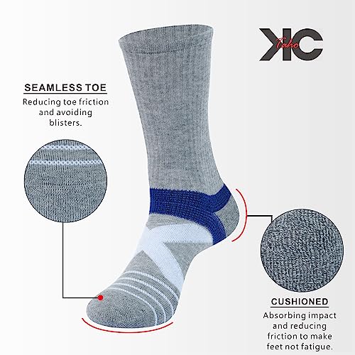 Men's Compression Athletic Cushioned Crew Socks (4 Pairs) Arch Support Hiking Walking Running Socks4
